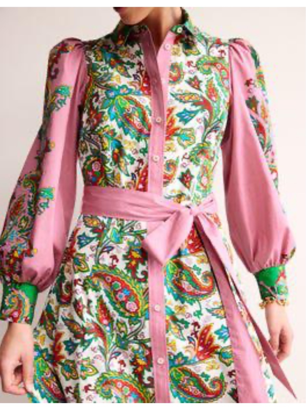 Boden Cotton Maxi Paisley Print Shirtdress Size 14R - Picture 2 of 13